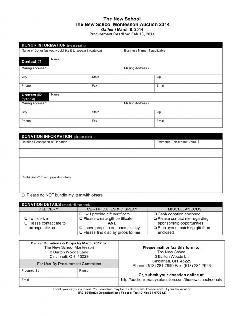Donation Form for 2014